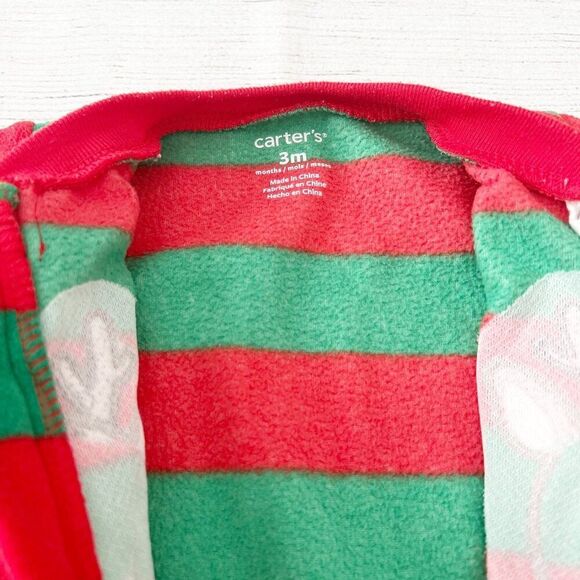 Carter’s Fleece Striped Reindeer Pajamas - Picture 2 of 5
